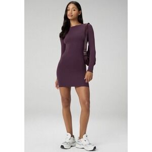 FABLETICS Seamless Long-Sleeve Mini Dress M in Oxblood - Size Medium